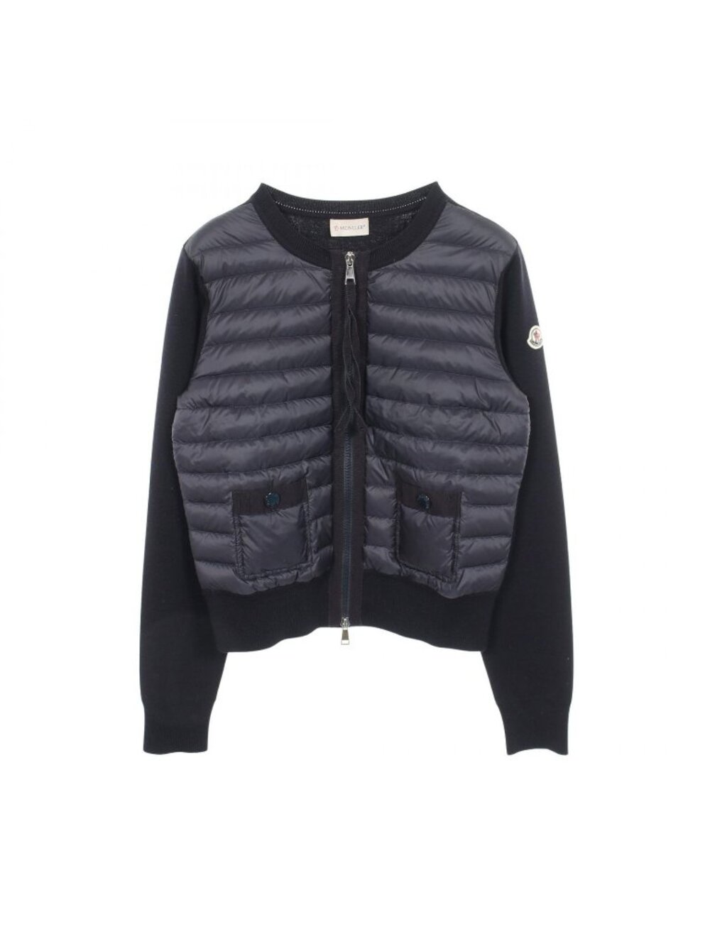 Moncler Down Jacket Cardigan Tricot Knit Contrast Nylon Wool